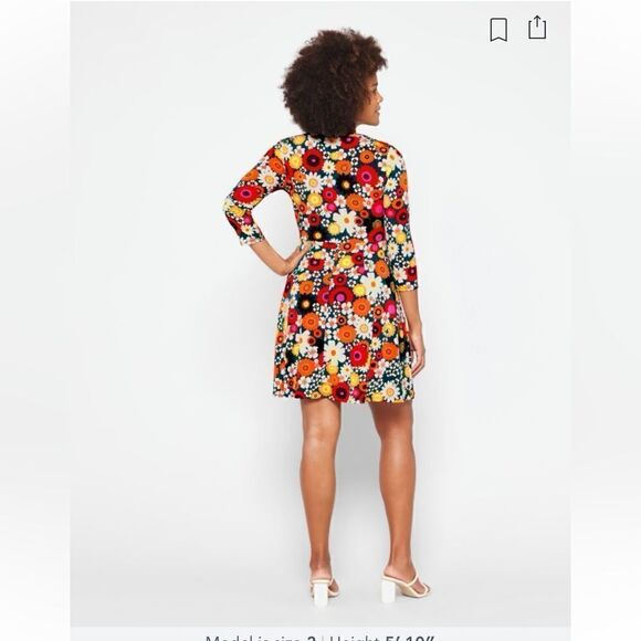 Maggie London Nikola 3/4 Sleeve Knit Dress Floral Retro size 6 - Picture 3 of 7